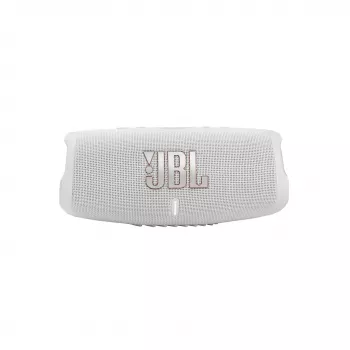 JBL Charge 5 balts — portatīvais skaļrunis ar 30 W, IP67, 20 h akumulatoru