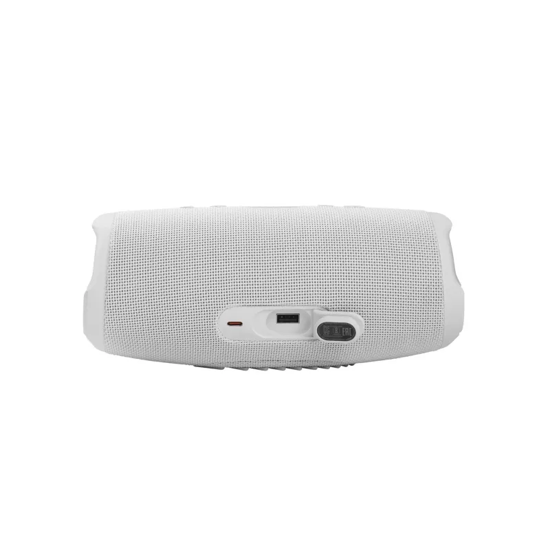 JBL Charge 5 balts — portatīvais skaļrunis ar 30 W, IP67, 20 h akumulatoru