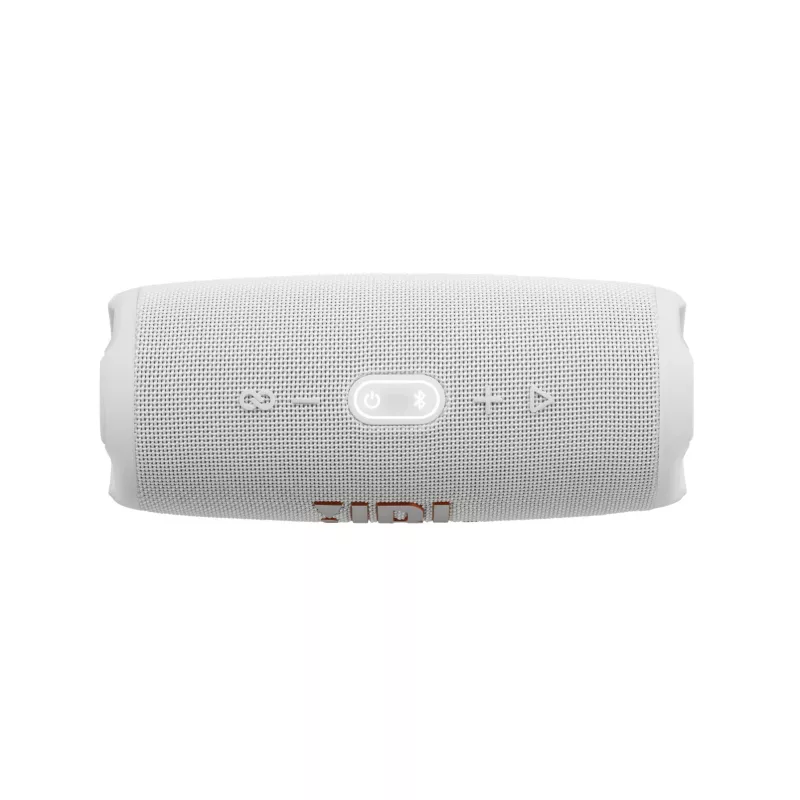 JBL Charge 5 balts — portatīvais skaļrunis ar 30 W, IP67, 20 h akumulatoru