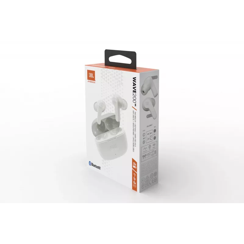 JBL Wave 200 TWS BALTI - Bezvadu austiņas, 20–20000 Hz, 48 g
