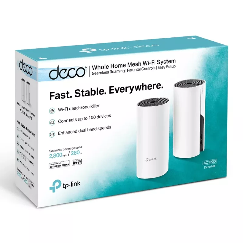TP-Link Deco M4 AC1200 visas mājas Wi-Fi tīkla sistēma, 2 vienības, balta
