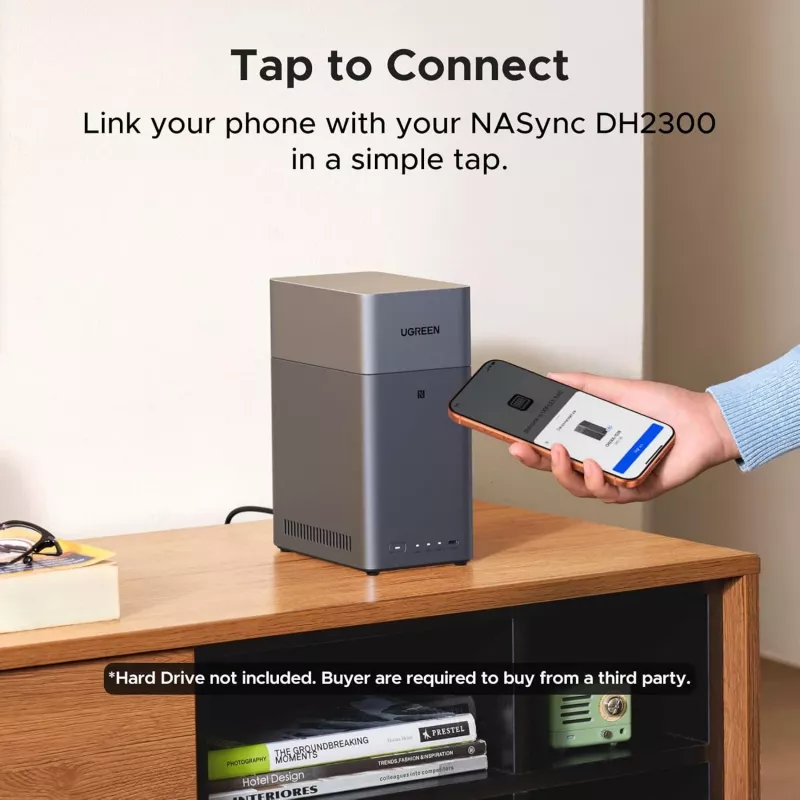 UGREEN NASync DH2300 divu nodalījumu NAS, Rockchip RK3576, 4 GB RAM, 1x GbE, 2x USB-A, USB-C, HDMI