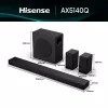 Skaņas josla Hisense AX5140Q 5.1.4 Dolby Atmos, 600 W RMS, bezvadu zemfrekvences skaļrunis 280 W, melna