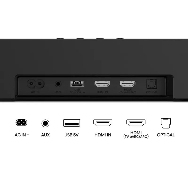 Skaņas josla Hisense AX5140Q 5.1.4 Dolby Atmos, 600 W RMS, bezvadu zemfrekvences skaļrunis 280 W, melna