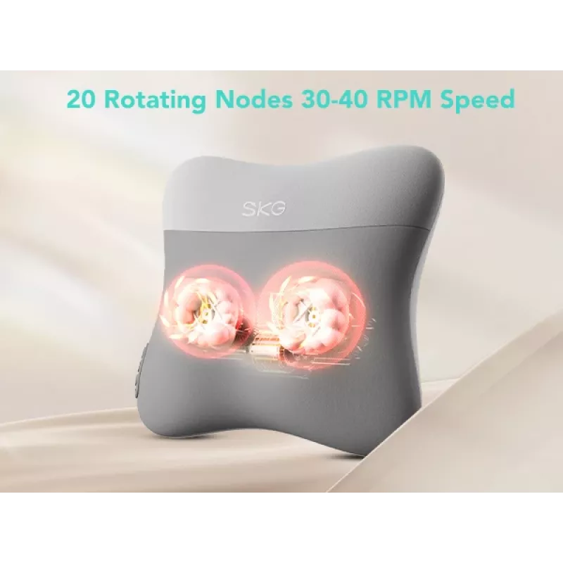 SKG VS500 Masāžas spilvens — mīcīšanas masāža, ar akumulatoru 10W, iebūvēts akumulators, pelēks