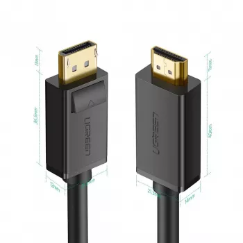 UGREEN 10202 video kabeļa adapteris 2 m DisplayPort–HDMI Melns