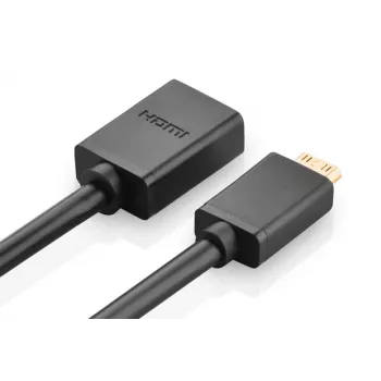 HDMI kabelis Ugreen 20137 Mini-HDMI vīriešu uz HDMI sieviešu melns zeltīts