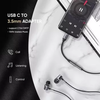 UGREEN 30632 USB-C uz 3.5mm audio adapteris melns