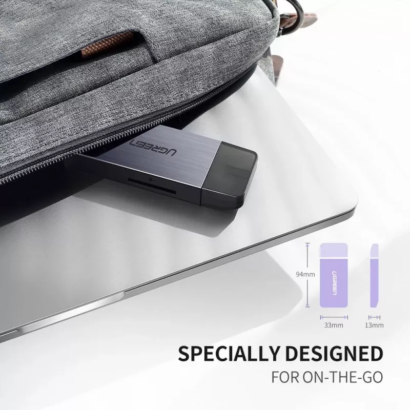 Karšu lasītājs UGREEN 50541 USB 3.2 Gen 1 (3.1 Gen 1) — CF, SD, MicroSD, Memory Stick, Tērauda krāsa, 5000 Mbit/s