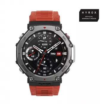 Amazfit T-Rex 3 Lava 3.81 cm (1.5 collu) AMOLED 48.5 mm Digitāls 480 x 480 pikseļi Skārienekrāns Melns, Nerūsējošais tērauds GPS (satelīts)