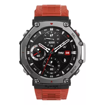 Amazfit T-Rex 3 Lava 3.81 cm (1.5 collu) AMOLED 48.5 mm Digitāls 480 x 480 pikseļi Skārienekrāns Melns, Nerūsējošais tērauds GPS (satelīts)