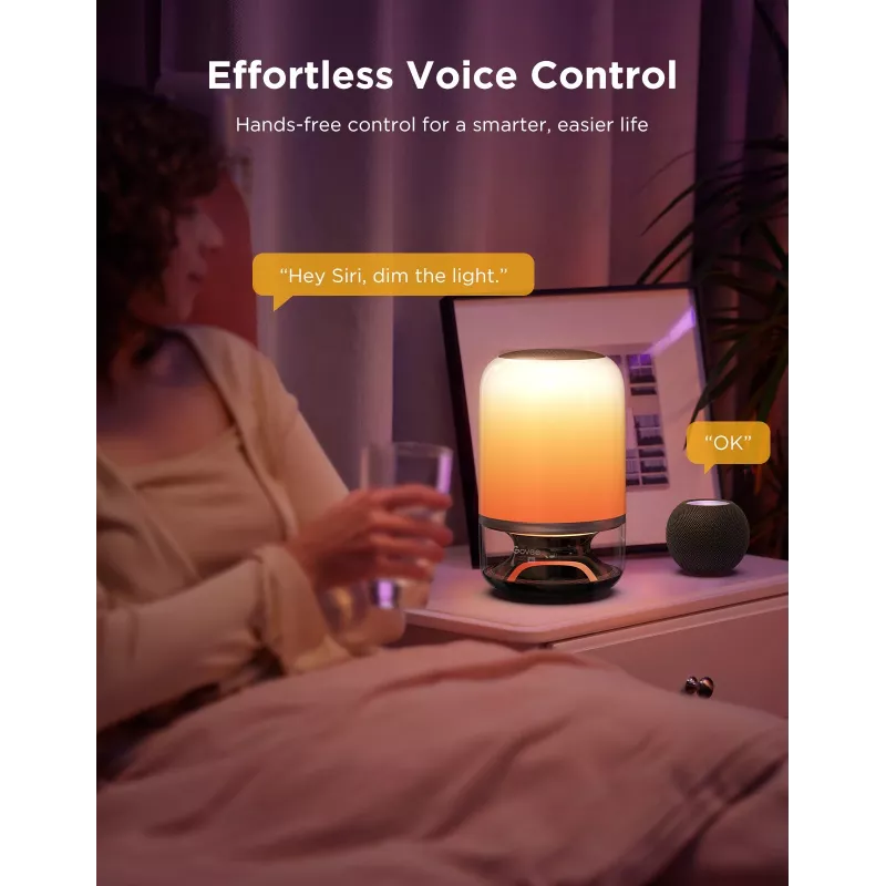 Galdiņa lampa Govee H6020 Table Lamp 2 Pro Sound by JBL — RGBIC + Silta balta, 600 lm, Wi‑Fi & Bluetooth, 5200 mAh