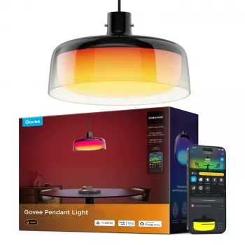 Govee Pendant Light viedie griestu gaismeklis, Wi‑Fi/Bluetooth, caurspīdīgs, Ø300×H171 mm