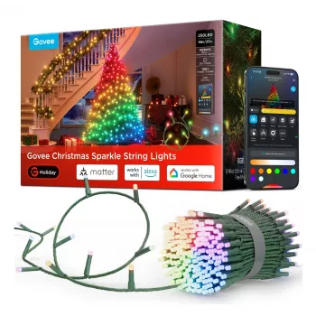 Govee LED Ziemassvētku gaismu virtene 20 m, iekštelpu/ārštelpu dekoratīvais apgaismojums
