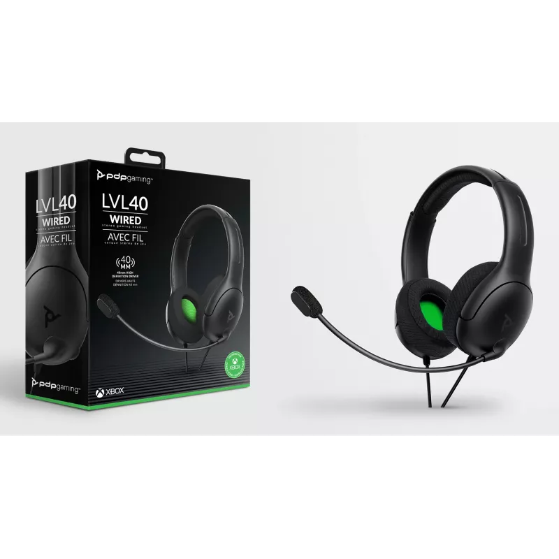 PDP LVL50 Vadu Stereo Austiņas XBSX, Vadu, Spēļu, Austiņas, Melna
