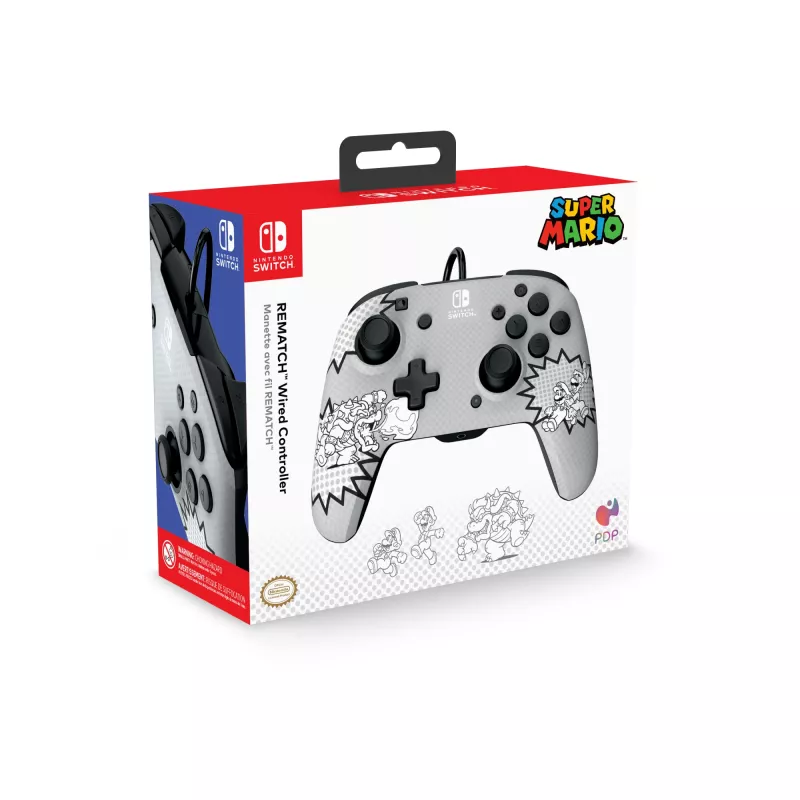 PDP REMATCH Comic Attack vadu spēļu kontrolieris Nintendo Switch, Switch OLED, melns/pelēks/balts