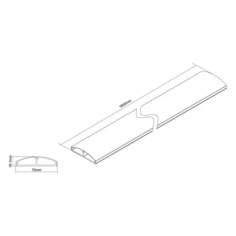 Multibrackets M kabeļu kanāls SS Melns 75mm P - 1600mm G