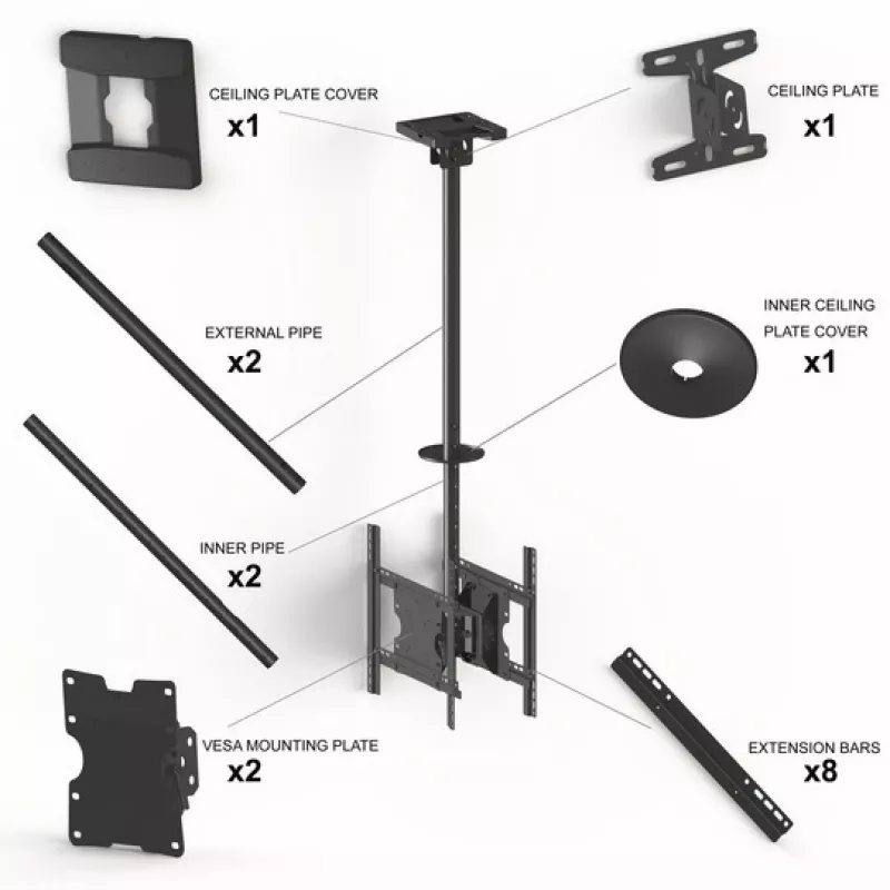Griestu stiprinājums Multibrackets M Public Medium Back to Back Melns 3000