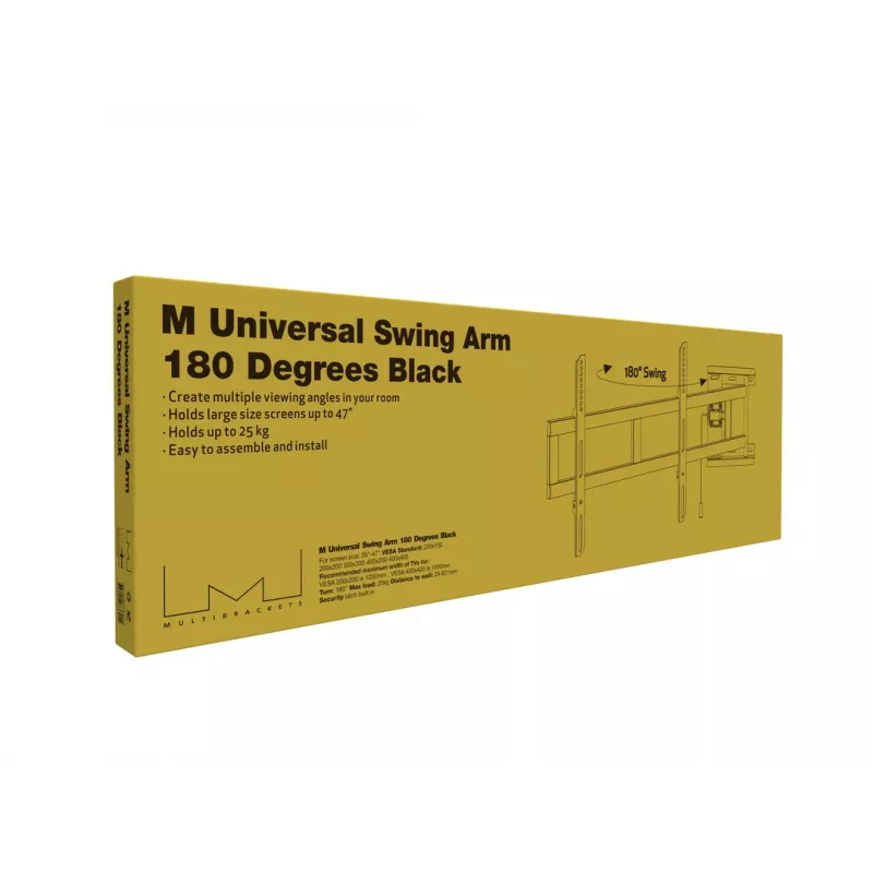Swing Arm Mount MULTIBRACKETS M Universal 180° — 26–47 collu ekrāniem, VESA līdz 400x400, max 25 kg, melns