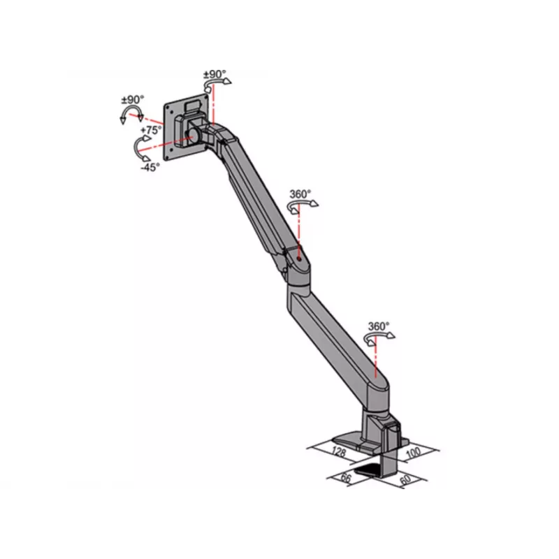 Multibrackets M VESA gāzes pacēlāja monitors roka viena ekrāna melna HD