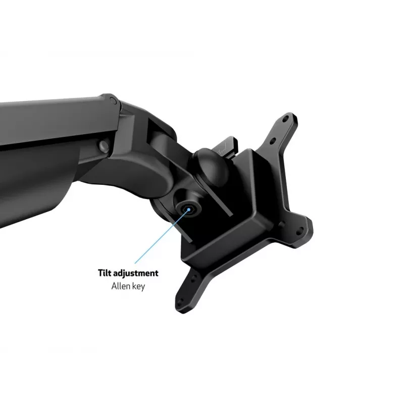 Monitora roka MULTIBRACKETS M VESA Gāzes Pacelšanas Rokas Quad Melns HD — skava/skrūve, 84 kg, VESA 75×75–100×100, 15 collas–32 collas, slīpums -45°–75°