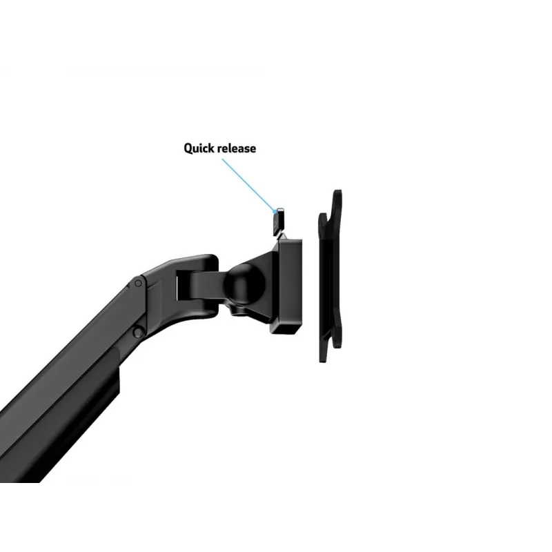 Monitora roka MULTIBRACKETS M VESA Gāzes Pacelšanas Rokas Quad Melns HD — skava/skrūve, 84 kg, VESA 75×75–100×100, 15 collas–32 collas, slīpums -45°–75°