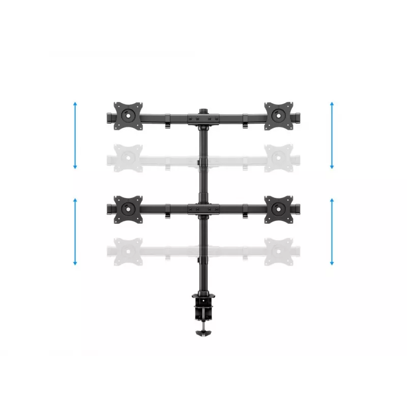 Multibrackets M Deskmount Basic Quad, Clamp/Skrūvējams, 32 kg, 38.1 cm (15 inch), 68.6 cm (27 inch), 100 x 100 mm, Melns