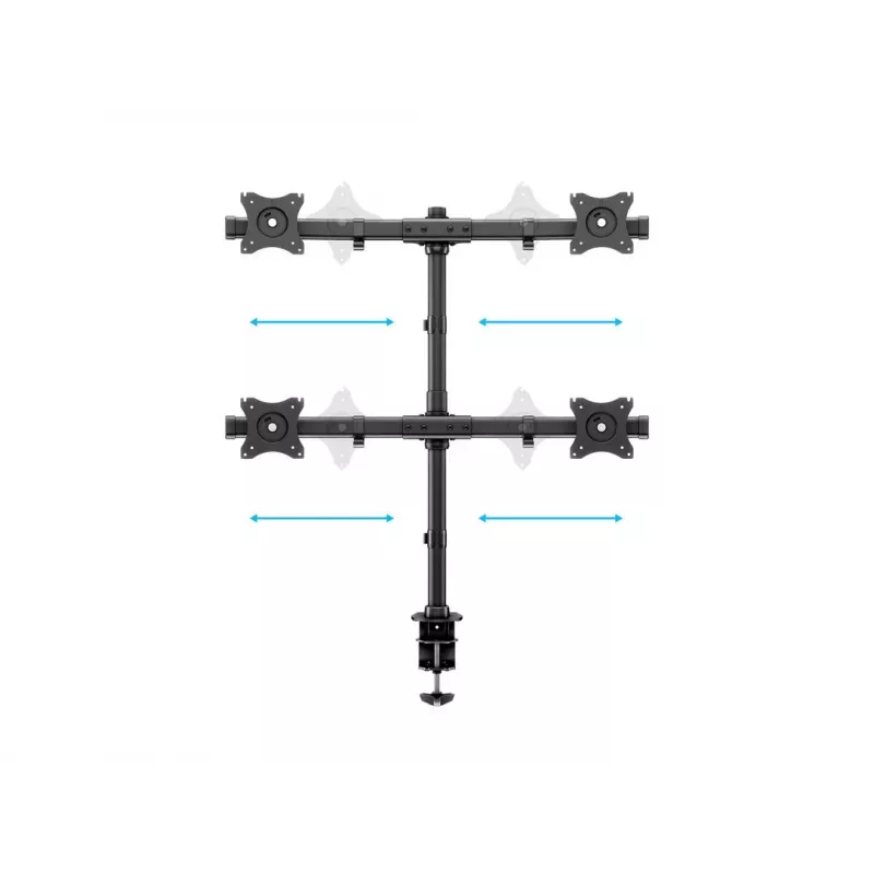 Multibrackets M Deskmount Basic Quad, Clamp/Skrūvējams, 32 kg, 38.1 cm (15 inch), 68.6 cm (27 inch), 100 x 100 mm, Melns