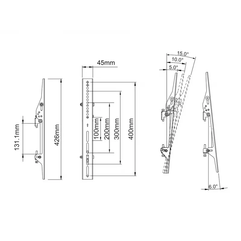 Piestiprināšanas rokas plakanajiem displejiem MULTIBRACKETS M Pro Series Tilt Arms 400mm, melnas, alumīnijs/tērauds, 2 gab.
