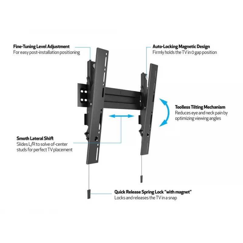 Multibrackets M VESA sienas stiprinājums Super Slim Tilt 400 MAX, 81.3 cm (32 inch), 139.7 cm (55 inch), 100 x 100 mm – 400 x 400 mm, melns