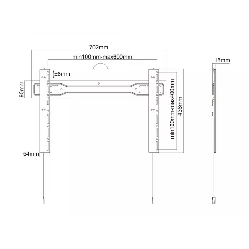Multibrackets M VESA sienas stiprinājums Super Slim Fixed 600 MAX 35 kg 32-100 collas