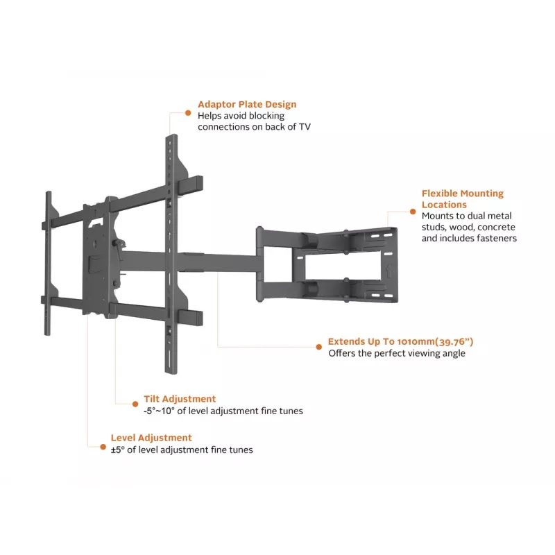 Multibrackets M Universāla garā rokas stiprinājums 1010mm HD Single 40kg 42-75 collas