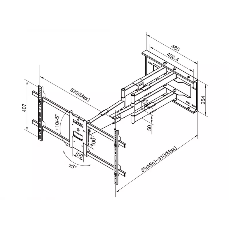 Multibrackets M Universāla garā rokas svira 910mm HD, Dual