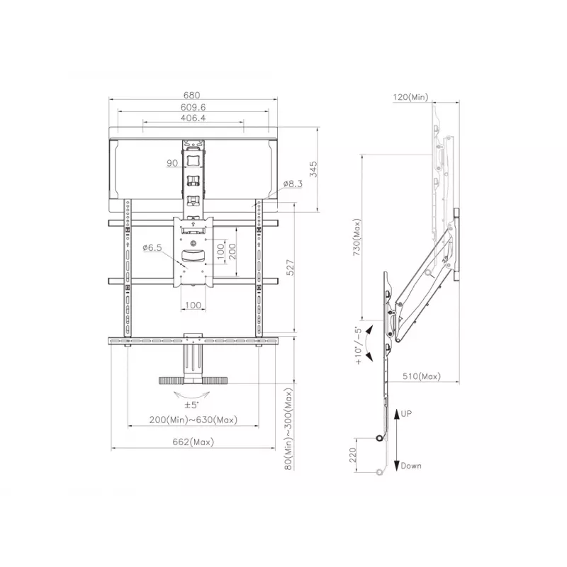 Multibrackets M Pull Down Full Motion Flexarm stiprinājums