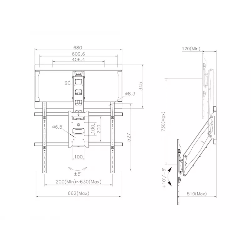 Multibrackets M Pull Down Full Motion Flexarm stiprinājums