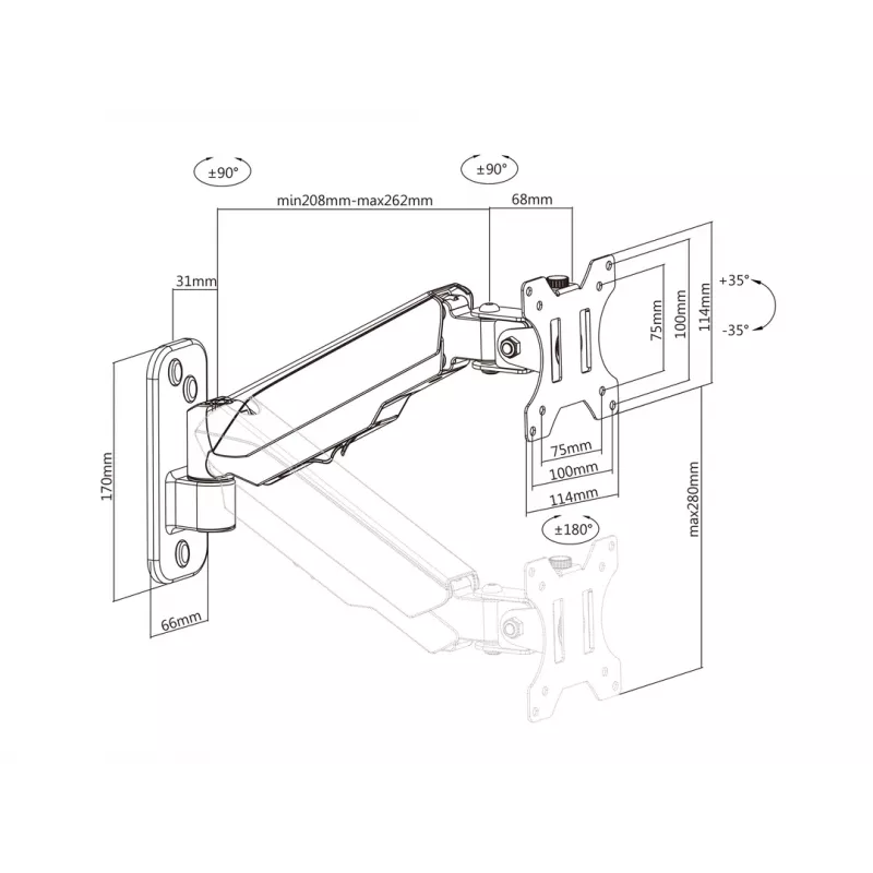 Multibrackets M Monitora Pamatnes Sienas Stiprinājums Melns 8 kg 17-32 collas