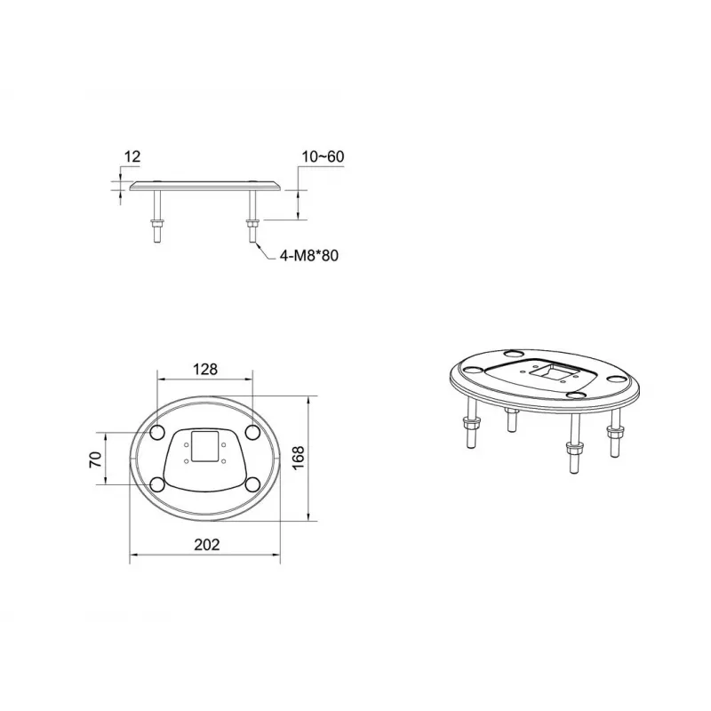 Grommet pamatne MULTIBRACKETS M Deskmount HD — alumīnija korpuss, melna, Ø 21 cm, H 40 mm, 500 g
