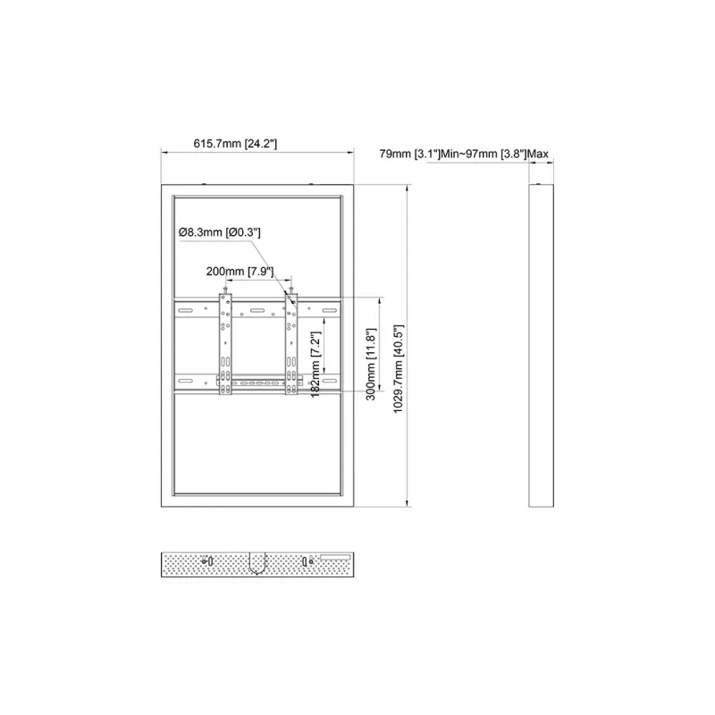 Multibrackets M Pro Series korpuss 43 collu Mazs Melns Tērauds Ainava/Portrets