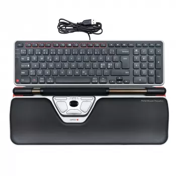 Contour Design RollerMouse Red Plus + Balance Wired, pilna izmēra (100%), vadu, USB, QWERTY, melna, pele iekļauta