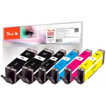 Peach PI100-188 tintas kasetne 6 gab. Savietojama Augstas (XL) ražas Melna, Ciāna, Fuksīna, Fotogrāfiju melna, Dzeltena