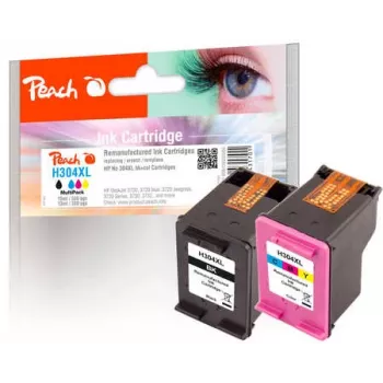Peach PI300-808 tintas kasetne 2 gab. Augstas (XL) ietilpības Melna, Ciāna, Fuksīna, Dzeltena