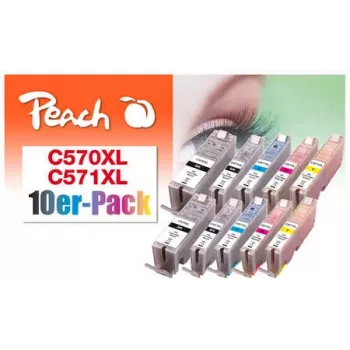 Peach 0F319980 tintas kasetne 10 gab. Melna, Ciāna, Fuksīna, Foto melna, Dzeltena