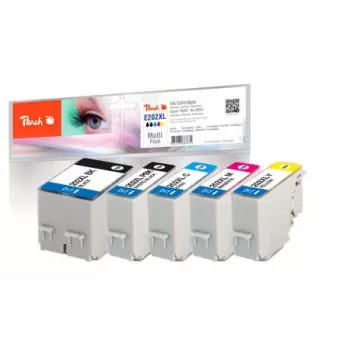 Peach 320402 tintas kasetne 5 gab. saderīga augstas ražības (XL) melna, koraļļu, magenta, foto melna, dzeltena