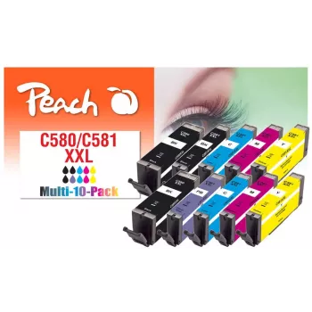 Peach PI100-437 tintas kasetne 10 gab. Savietojama Papildu (Super) Augstas ietilpibas Melna, Ciāna, Fuksīna, Foto zila, Dzeltena