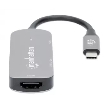 Manhattan USB-C 3-in-1 Docking Converter ar Power Delivery 100W, alumīnija korpuss