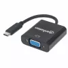 Manhattan USB-C uz VGA pārveidotāja kabelis, 1080p@60Hz, Melns, 8cm, Vīrietis uz Sievieti, Mūža garantija