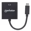 Manhattan USB-C uz VGA pārveidotāja kabelis, 1080p@60Hz, Melns, 8cm, Vīrietis uz Sievieti, Mūža garantija