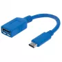 Manhattan USB-C uz USB-A kabelis, 15cm, vīrietis pret sievieti, 5 Gbps (USB 3.2 Gen1 jeb USB 3.0), 3A (ātra uzlāde), SuperSpeed USB, zils, mūža garantija