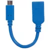Manhattan USB-C uz USB-A kabelis, 15cm, vīrietis pret sievieti, 5 Gbps (USB 3.2 Gen1 jeb USB 3.0), 3A (ātra uzlāde), SuperSpeed USB, zils, mūža garantija
