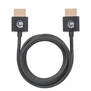 Manhattan HDMI kabelis ar Ethernet (Ultra Thin), 4K@60Hz (Premium High Speed), 1m, vīrietis-vīrietis, melns